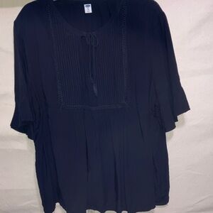 Old Navy. Woman’s Black Blouse with tucked front and lace inset.